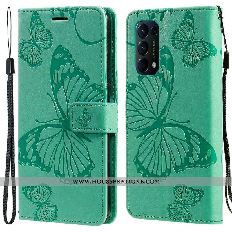 Housse Oppo Find X3 Lite Papillons Géants à Lanière