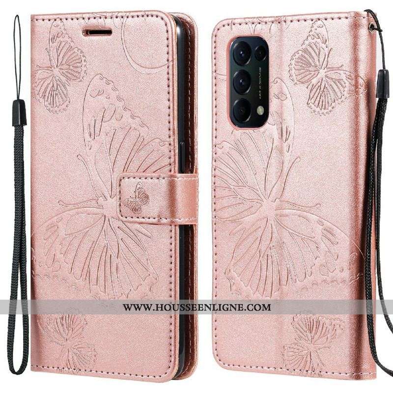 Housse Oppo Find X3 Lite Papillons Géants à Lanière