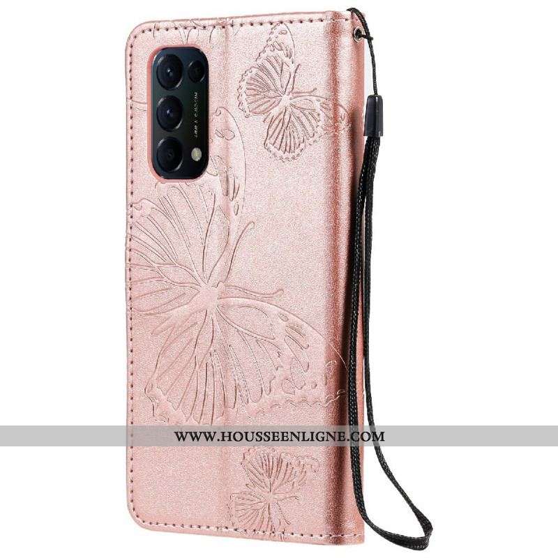 Housse Oppo Find X3 Lite Papillons Géants à Lanière