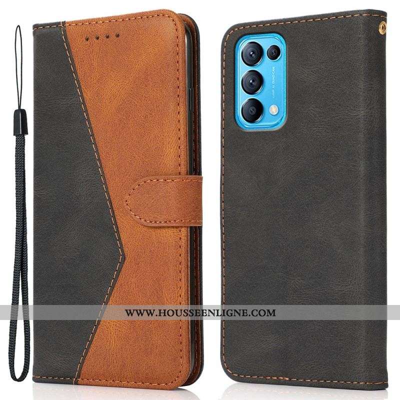Housse Oppo Find X3 Lite Simili Cuir Bicolore Triangle