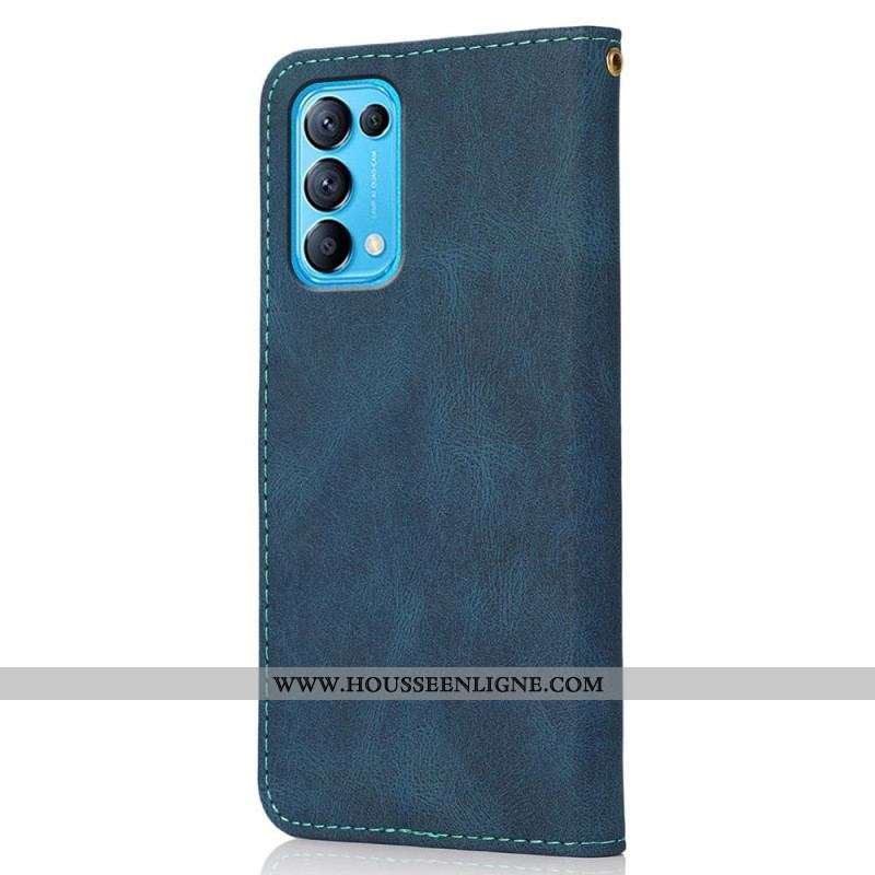 Housse Oppo Find X3 Lite Simili Cuir Bicolore Triangle
