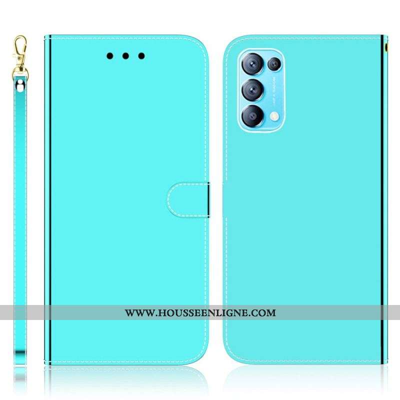 Housse Oppo Find X3 Lite Simili Cuir Couverture Miroir