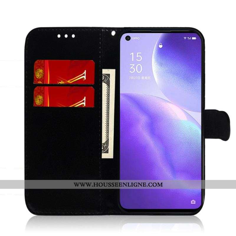 Housse Oppo Find X3 Lite Simili Cuir Couverture Miroir