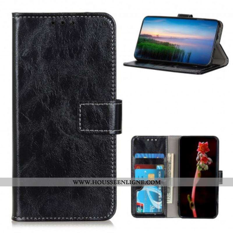 Housse Oppo Find X3 Neo Effet Cuir Coutures Apparentes
