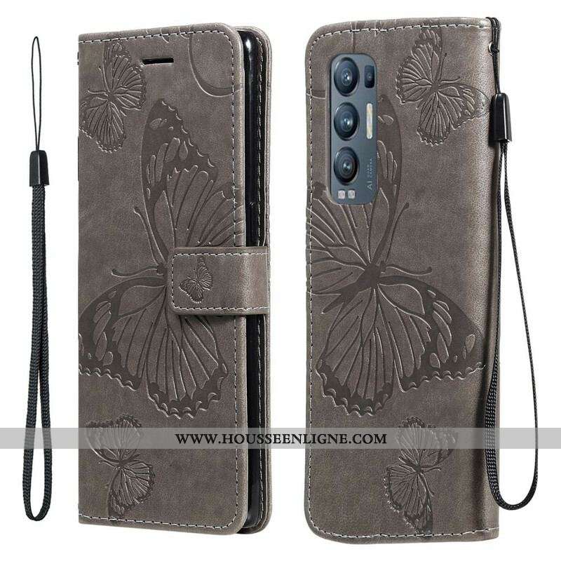 Housse Oppo Find X3 Neo Papillons et Rabat Oblique