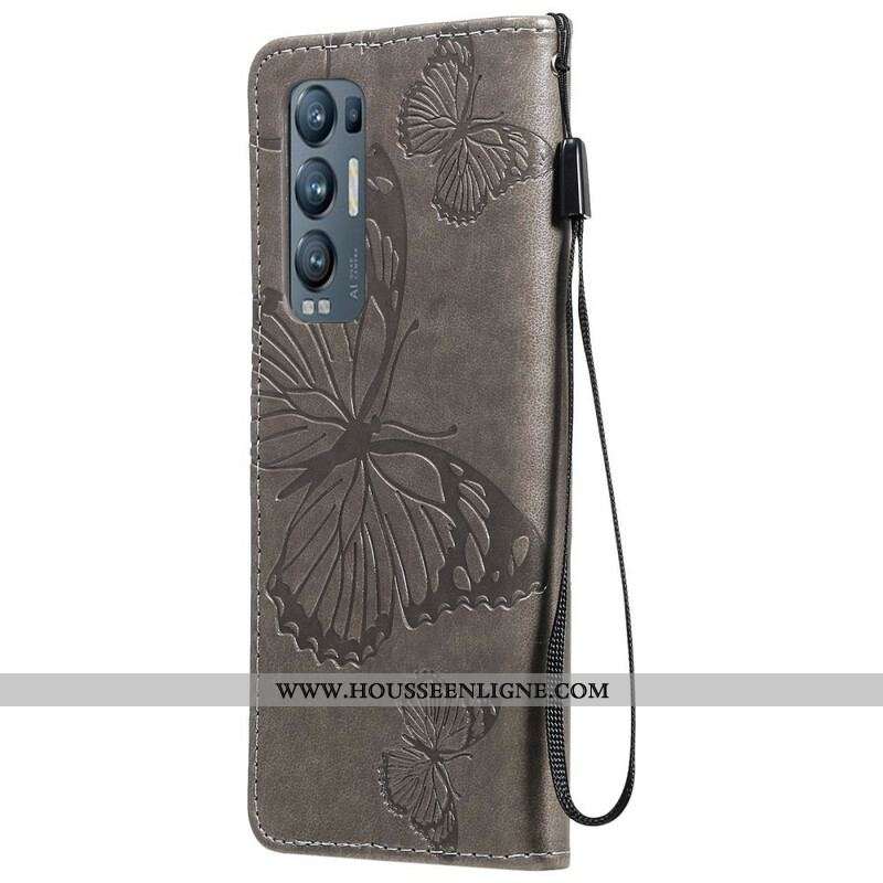 Housse Oppo Find X3 Neo Papillons et Rabat Oblique