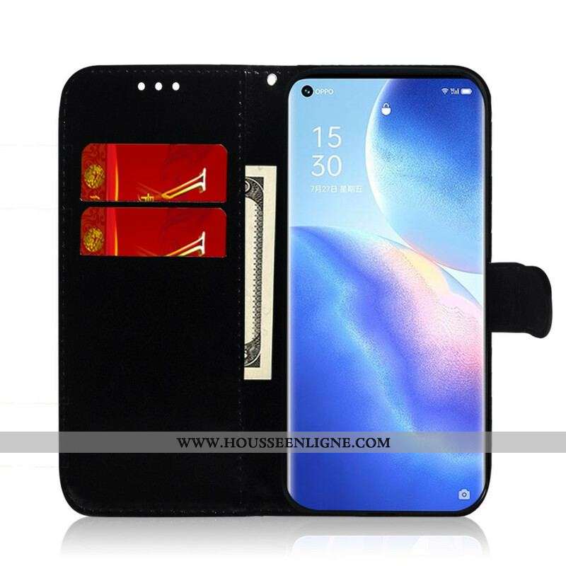 Housse Oppo Find X3 Neo Simili Cuir Couverture MIroir