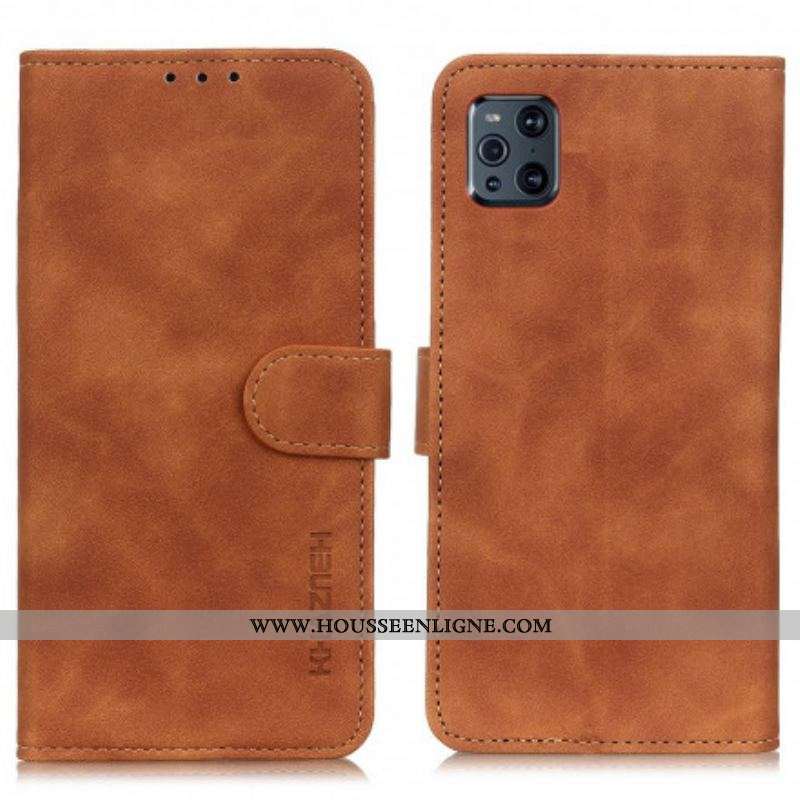 Housse Oppo Find X3 / X3 Pro Mate Effet Cuir Vintage KHAZNEH