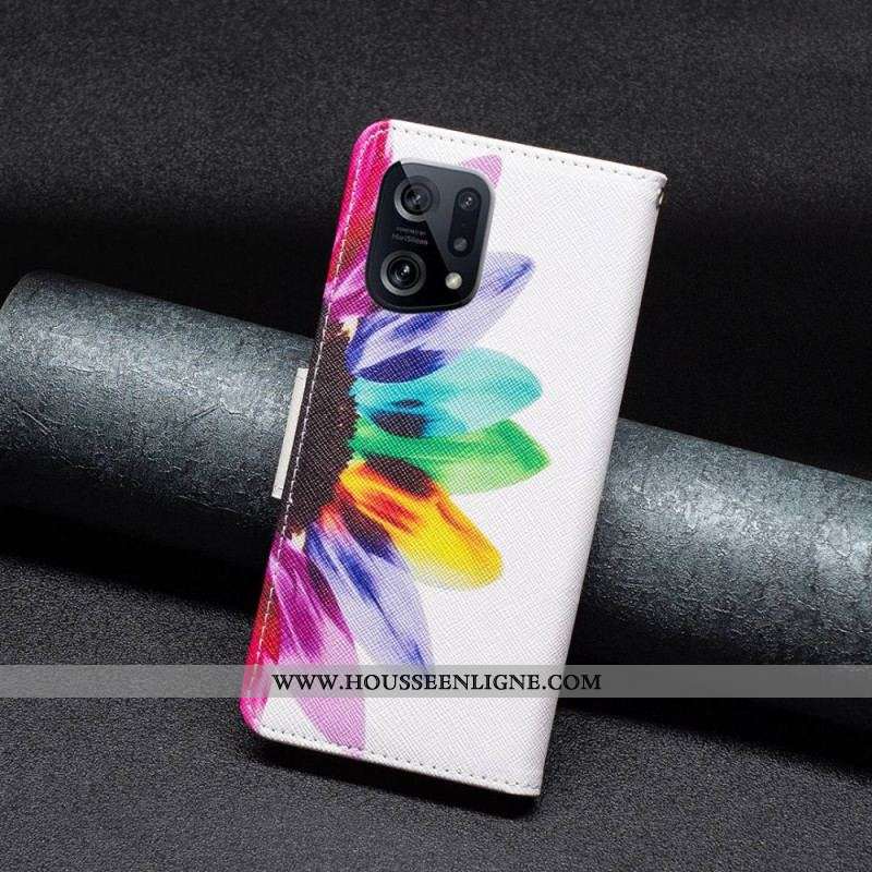 Housse Oppo Find X5 Fleur Aquarelle