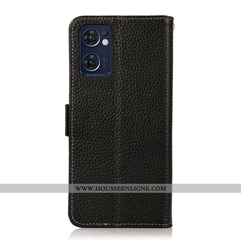 Housse Oppo Find X5 Lite Cuir Litchi KHAZNEH RFID