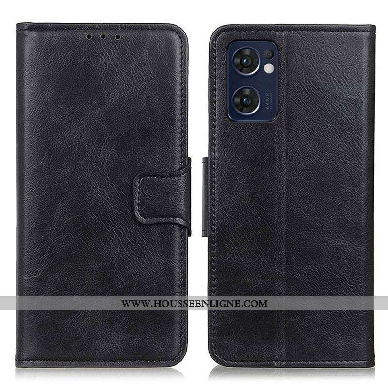 Housse Oppo Find X5 Lite Effet Cuir Fermoir Réversible