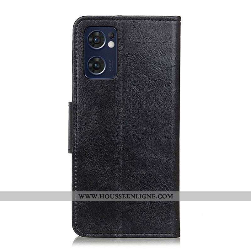 Housse Oppo Find X5 Lite Effet Cuir Fermoir Réversible