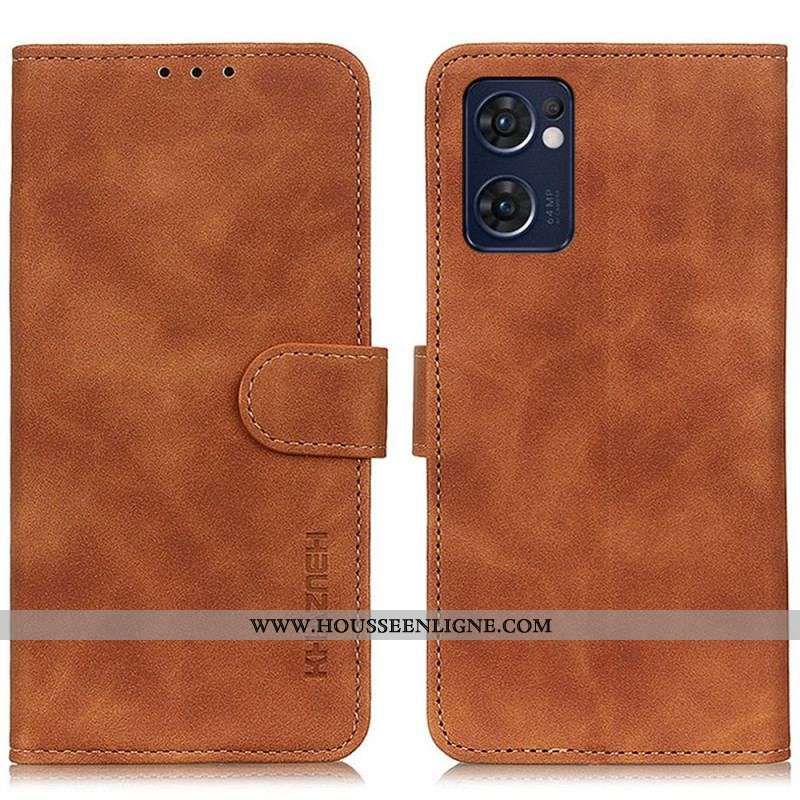 Housse Oppo Find X5 Lite Effet Cuir Vintage KHAZNEH