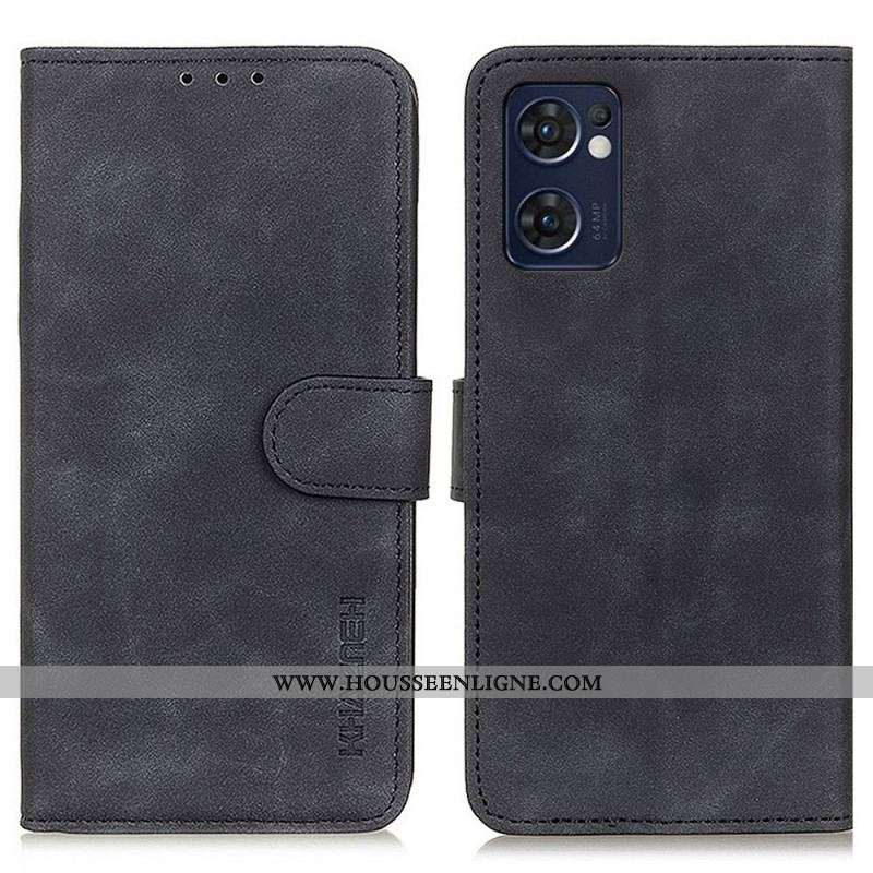 Housse Oppo Find X5 Lite Effet Cuir Vintage KHAZNEH