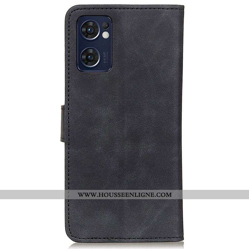 Housse Oppo Find X5 Lite Effet Cuir Vintage KHAZNEH