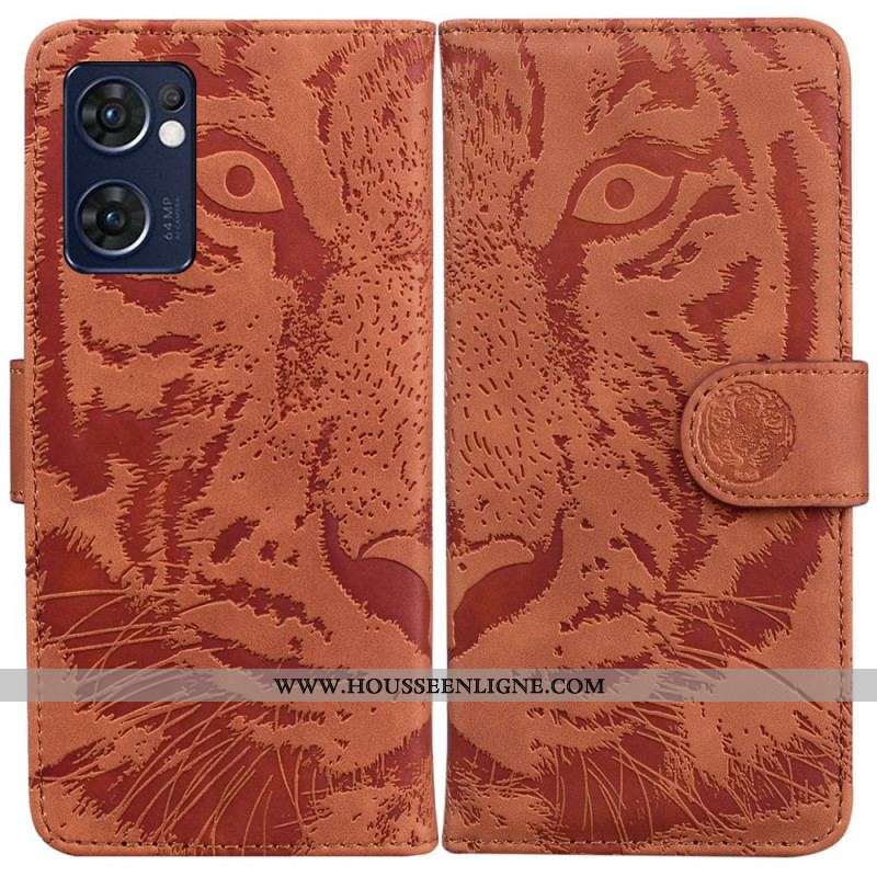 Housse Oppo Find X5 Lite Empreinte Face de Tigre