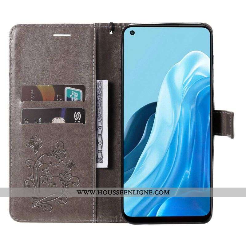 Housse Oppo Find X5 Lite Papillons Géants à Lanière
