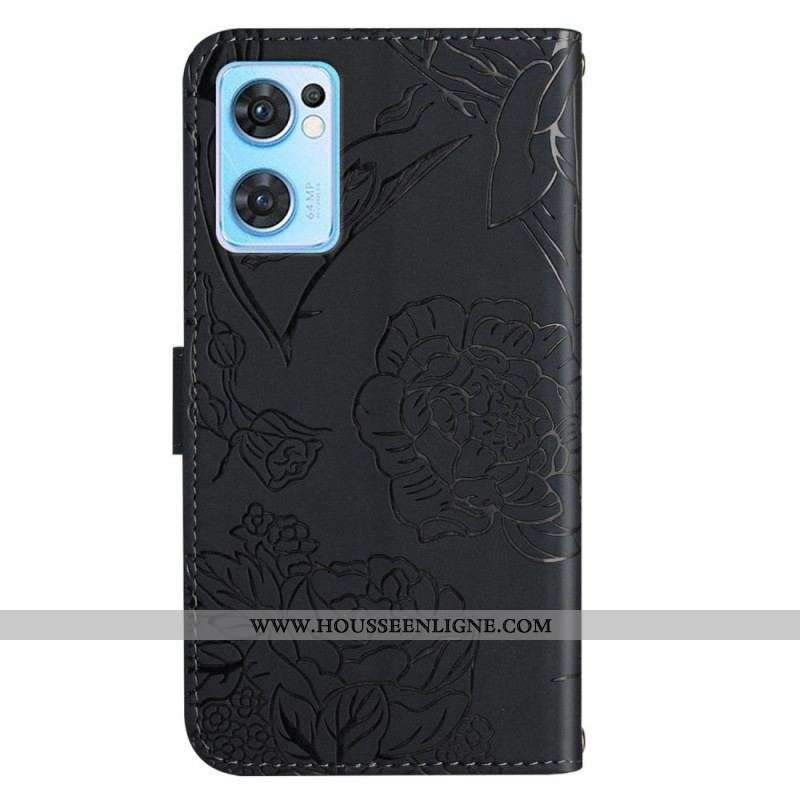 Housse Oppo Find X5 Lite Papillons avec Bandoulière
