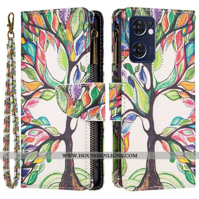 Housse Oppo Find X5 Lite Poche Zippée Arbre