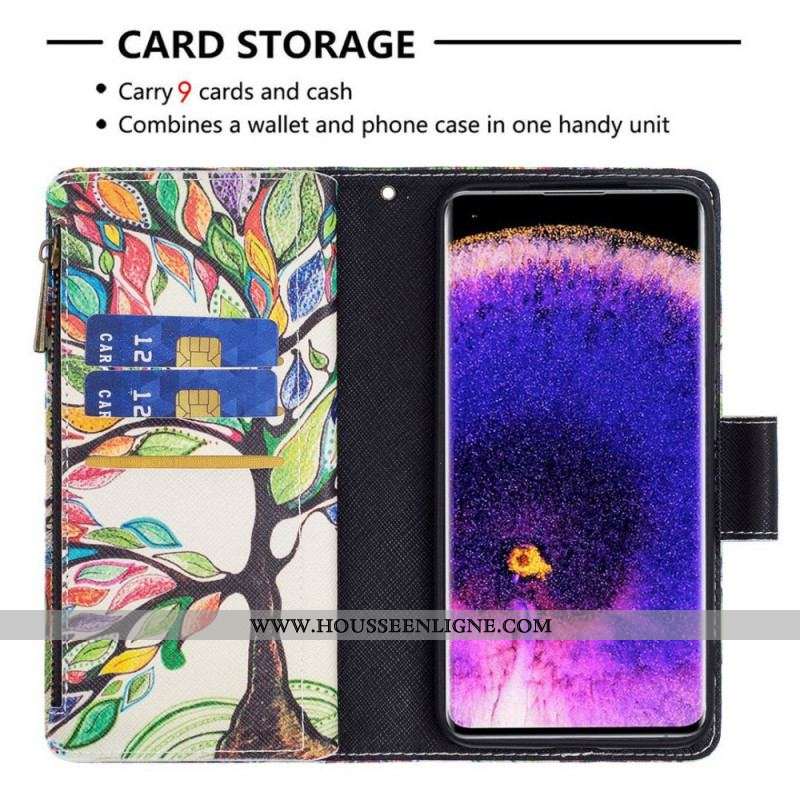 Housse Oppo Find X5 Lite Poche Zippée Arbre