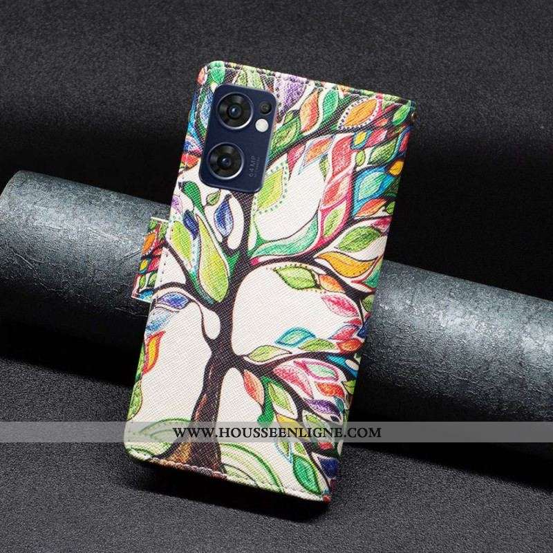 Housse Oppo Find X5 Lite Poche Zippée Arbre