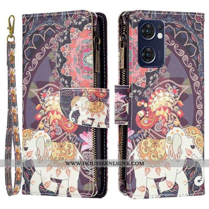 Housse Oppo Find X5 Lite Poche Zippée Éléphant