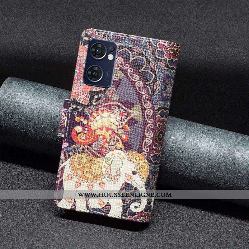 Housse Oppo Find X5 Lite Poche Zippée Éléphant