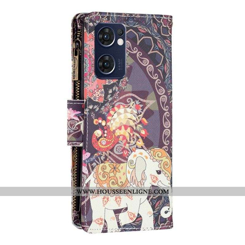 Housse Oppo Find X5 Lite Poche Zippée Éléphant