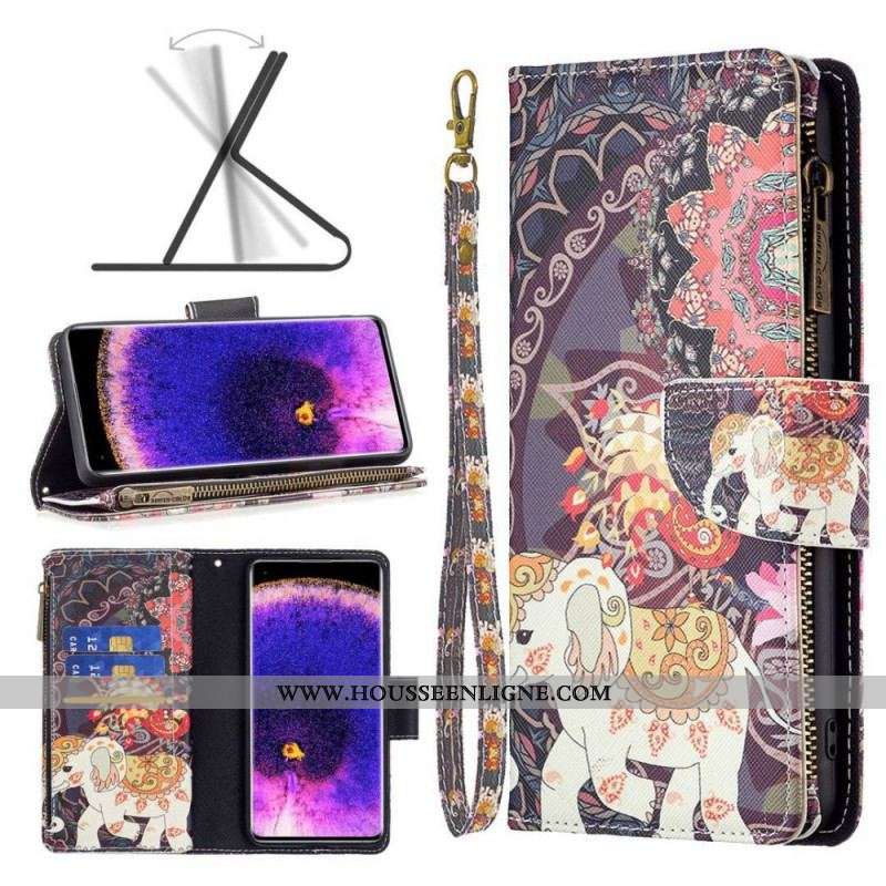 Housse Oppo Find X5 Lite Poche Zippée Éléphant