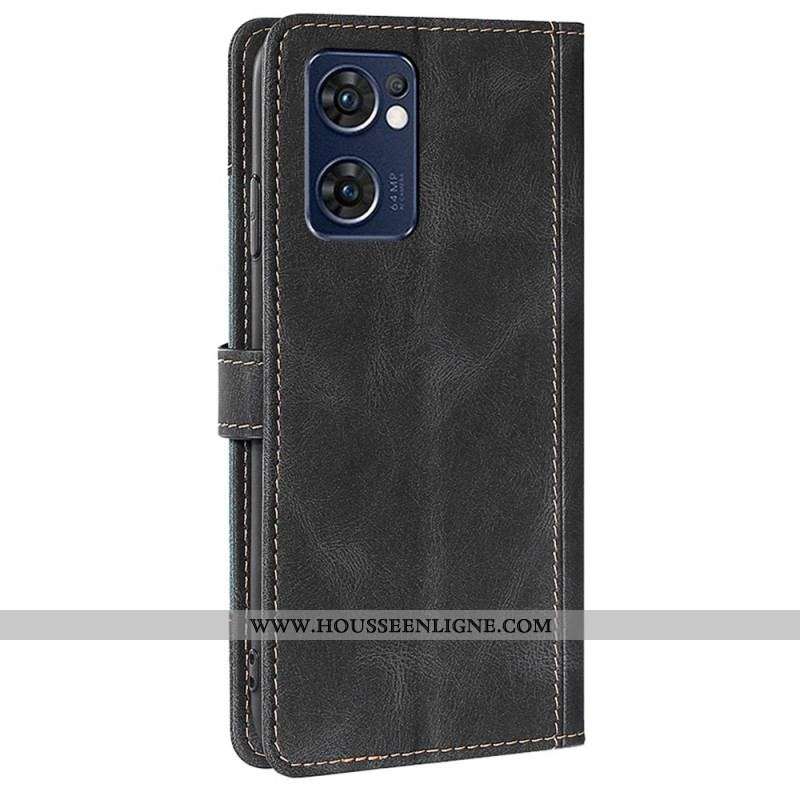 Housse Oppo Find X5 Lite Simili Cuir Bicolore Stylish