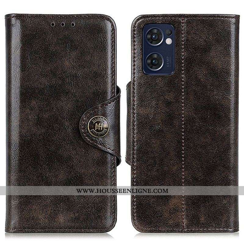 Housse Oppo Find X5 Lite Simili Cuir Bouton Verni KHAZNEH