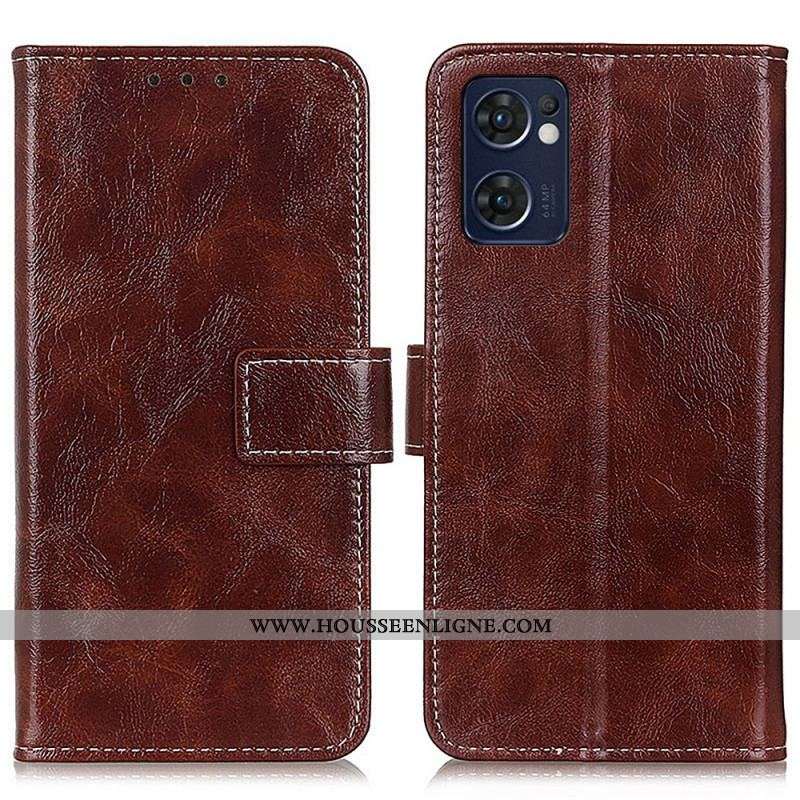 Housse Oppo Find X5 Lite Simili Cuir Brillant et ses Coutures