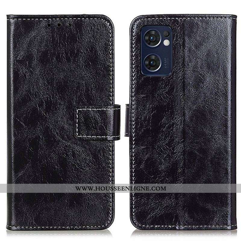 Housse Oppo Find X5 Lite Simili Cuir Brillant et ses Coutures