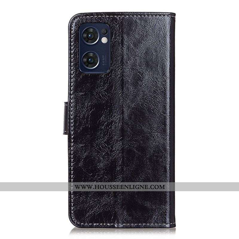 Housse Oppo Find X5 Lite Simili Cuir Brillant et ses Coutures