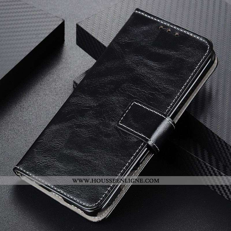 Housse Oppo Find X5 Lite Simili Cuir Brillant et ses Coutures