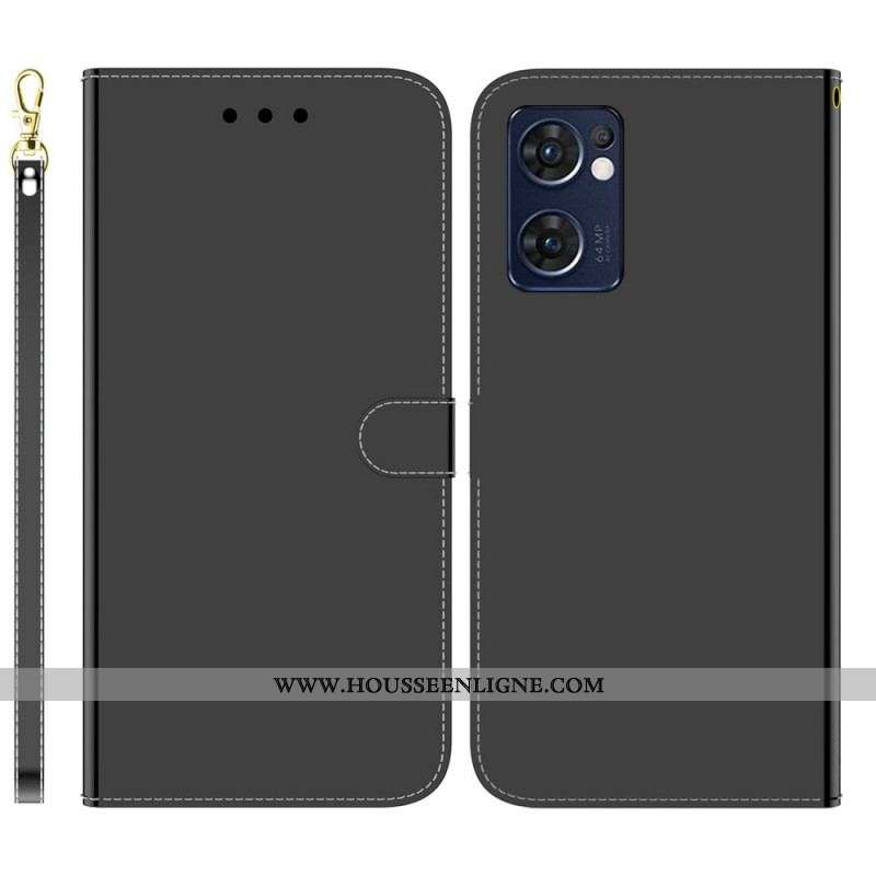Housse Oppo Find X5 Lite Simili Cuir Couverture Miroir