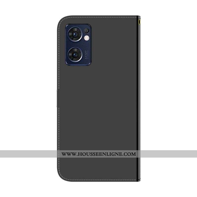 Housse Oppo Find X5 Lite Simili Cuir Couverture Miroir