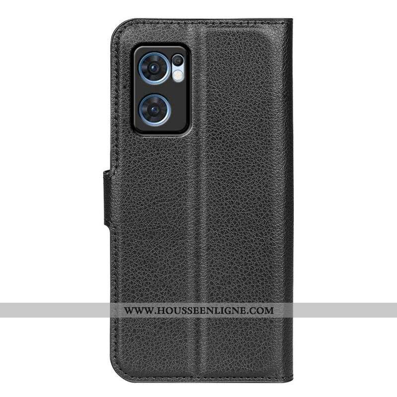 Housse Oppo Find X5 Lite Simili Cuir Litchi Classique