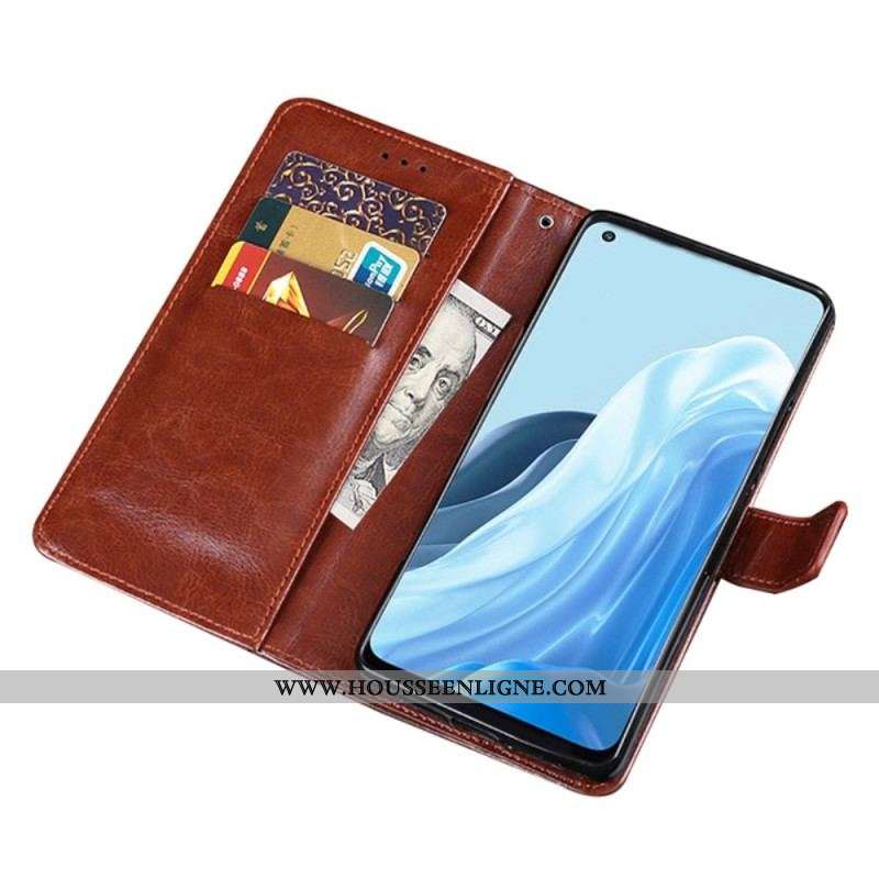 Housse Oppo Find X5 Lite Simili Cuir Vintage IDEWEI