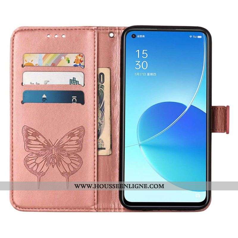 Housse Oppo Find X5 Papillon Design avec Lanière