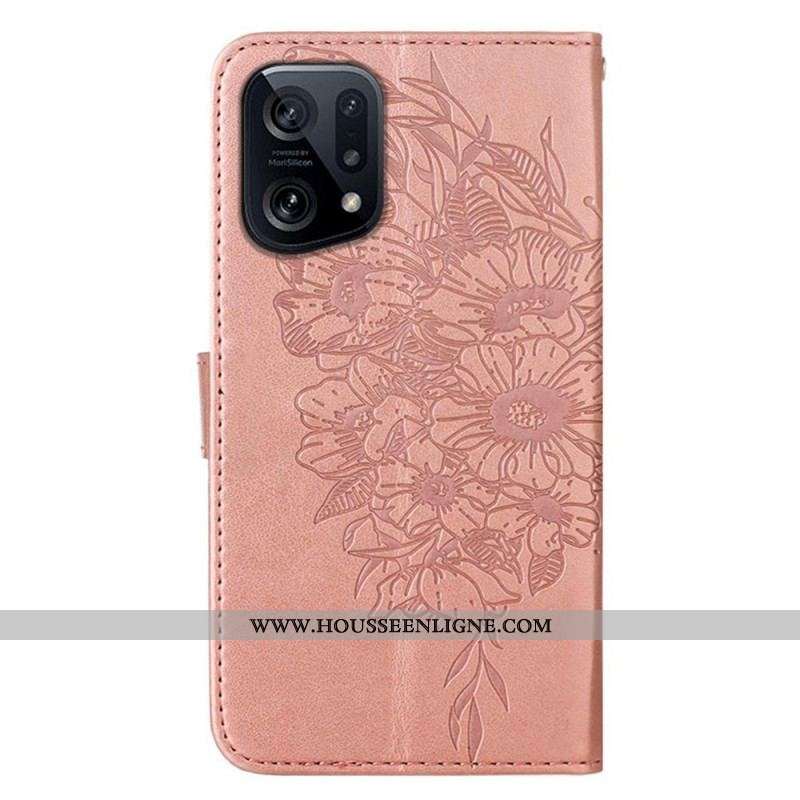 Housse Oppo Find X5 Papillon Design avec Lanière