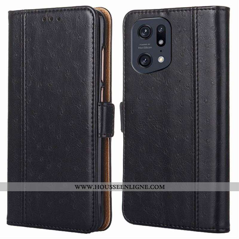 Housse Oppo Find X5 Pro Bicolore Texture Peau d'Autruche