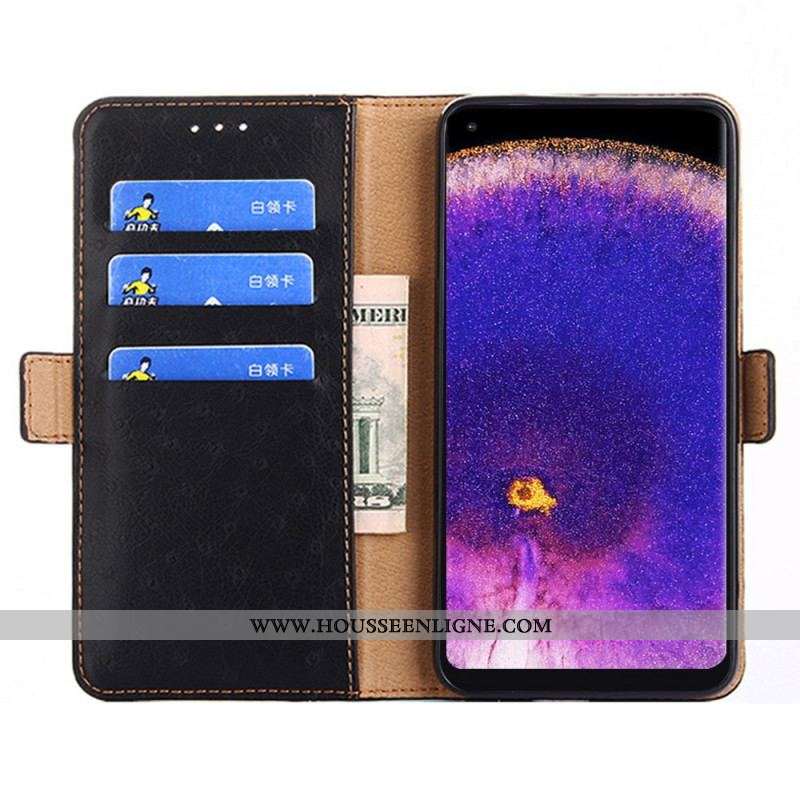 Housse Oppo Find X5 Pro Bicolore Texture Peau d'Autruche