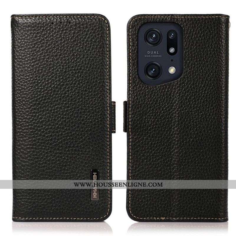 Housse Oppo Find X5 Pro Cuir Litchi KHAZNEH RFID