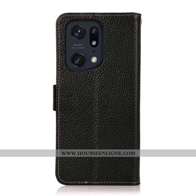 Housse Oppo Find X5 Pro Cuir Litchi KHAZNEH RFID