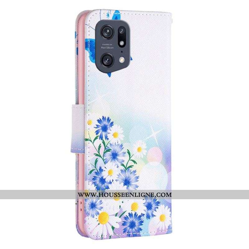 Housse Oppo Find X5 Pro Papillons Aquarelle