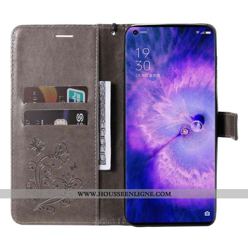 Housse Oppo Find X5 Pro Papillons Géants à Lanière