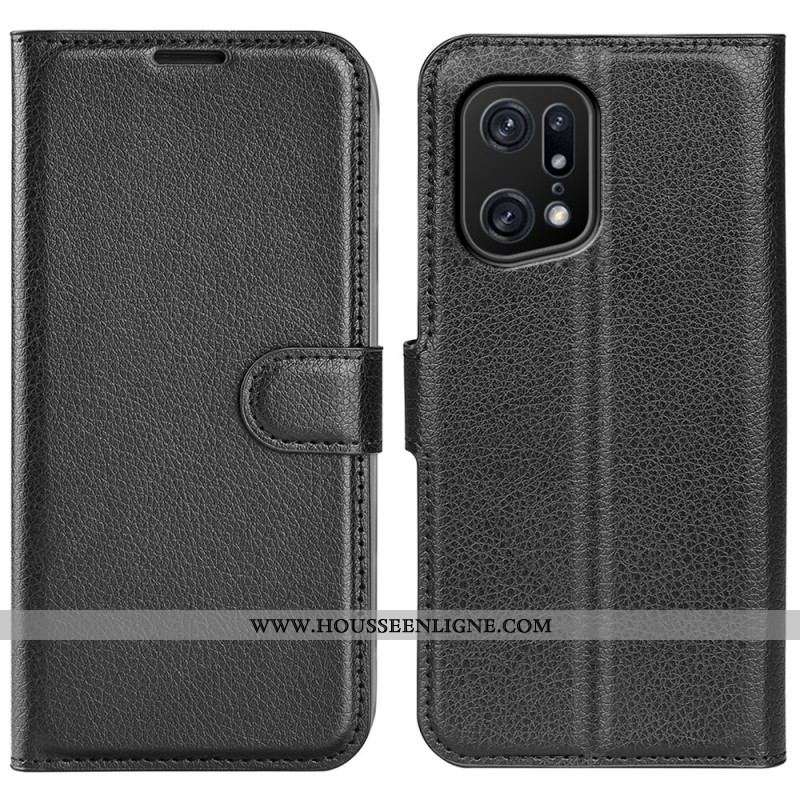 Housse Oppo Find X5 Pro Simili Cuir Litchi Classique