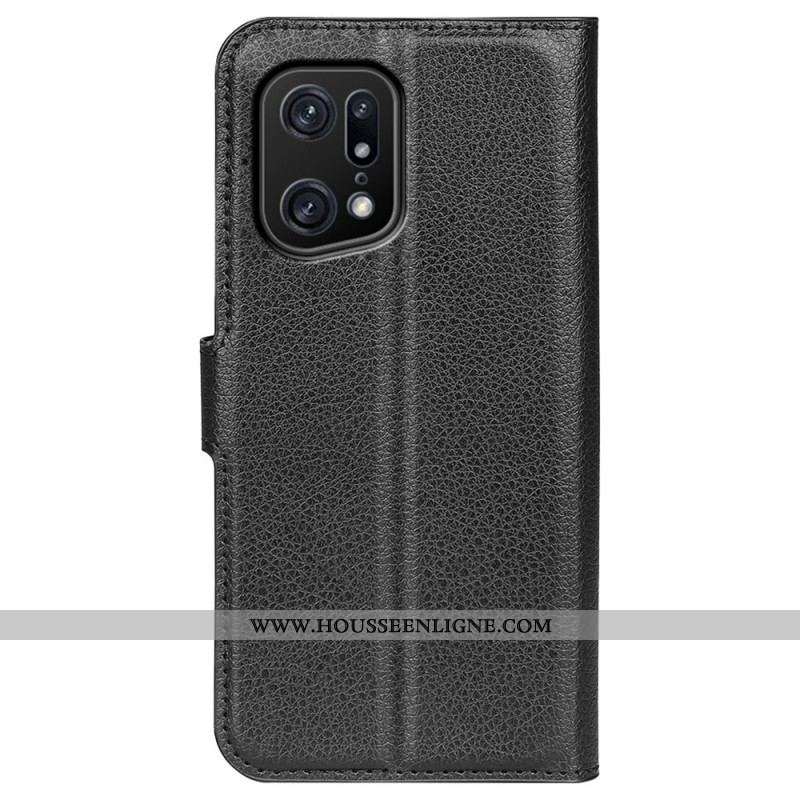 Housse Oppo Find X5 Pro Simili Cuir Litchi Classique
