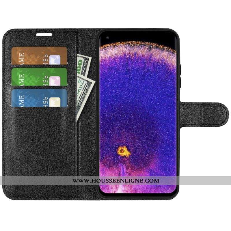 Housse Oppo Find X5 Pro Simili Cuir Litchi Classique